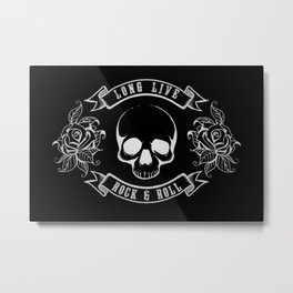 Rock n Roll Skull Tattoo Design Metal Print | Rock, Roses, Ink Pen, Metal, Skull, Chupz, Art, Drawing, Rocknroll, Skulls 