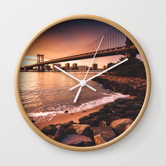 manhattan bridge in new york city Wall Clock