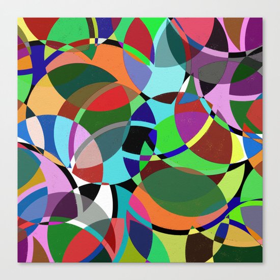 Pastel Pieces II - Abstract, textured, pastel, arcs and circles design Canvas Print