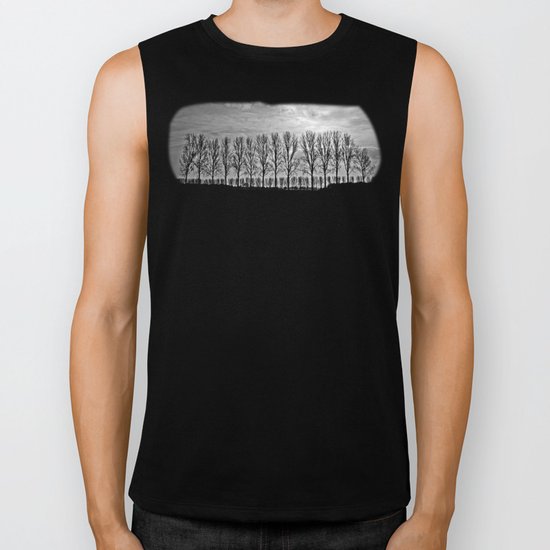Black and white landscape Biker Tank