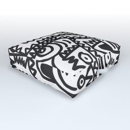 Black and White Graffiti Art of the morning by Emmanuel Signorino  Outdoor Floor Cushion