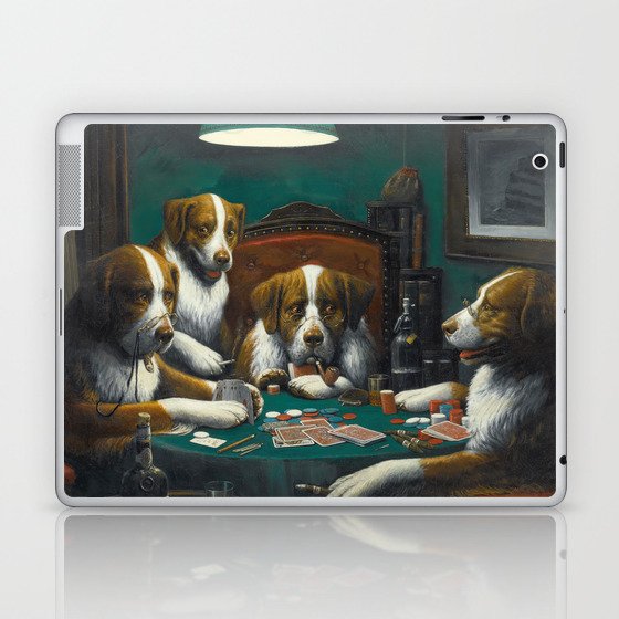 Poker Game (1894) Dogs Playing Poker Painting Cassius Marcellus Coolidge  Laptop & iPad Skin
