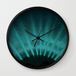 Vintage Aurora Borealis northern lights poster in blue Wall Clock