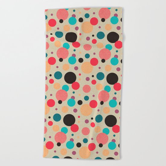 Multicolored Geometric Polka Dot Pattern Beach Towel