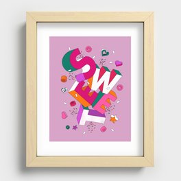 SWEET - colorful typography on pink Recessed Framed Print