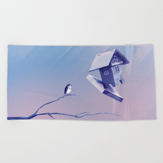 Freezing Bird...house Beach Towel