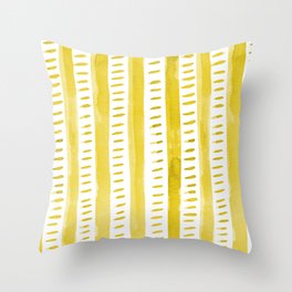 Watercolor lines - yellow Throw Pillow
