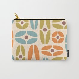 Mid Century Modern Geometric Abstract 822 Brown Orange Olive Green, Blue and Beige Carry-All Pouch