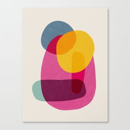 Abstract Colorful Shapes Pink Yellow Canvas Print