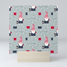 Christmas gnomes seamless Mini Art Print