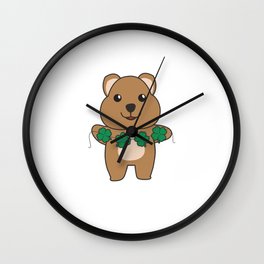 Quokka With Shamrocks Cute Animals For Good Luck Wall Clock