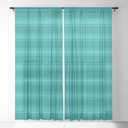 [ Thumbnail: Dark Cyan and Light Sea Green Colored Lines/Stripes Pattern Sheer Curtain ]