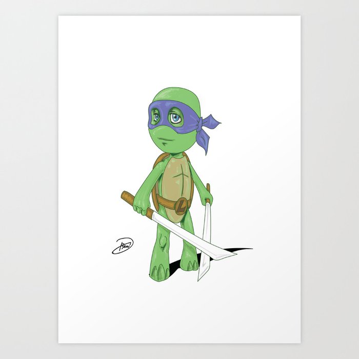 Kid Leonardo Ninja Turtle In Training Art Print By Drawumz