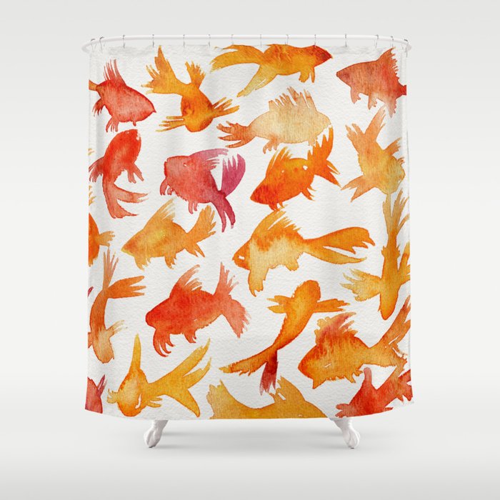 Goldfish Shower Curtain By Cat, Goldfish Shower Curtain
