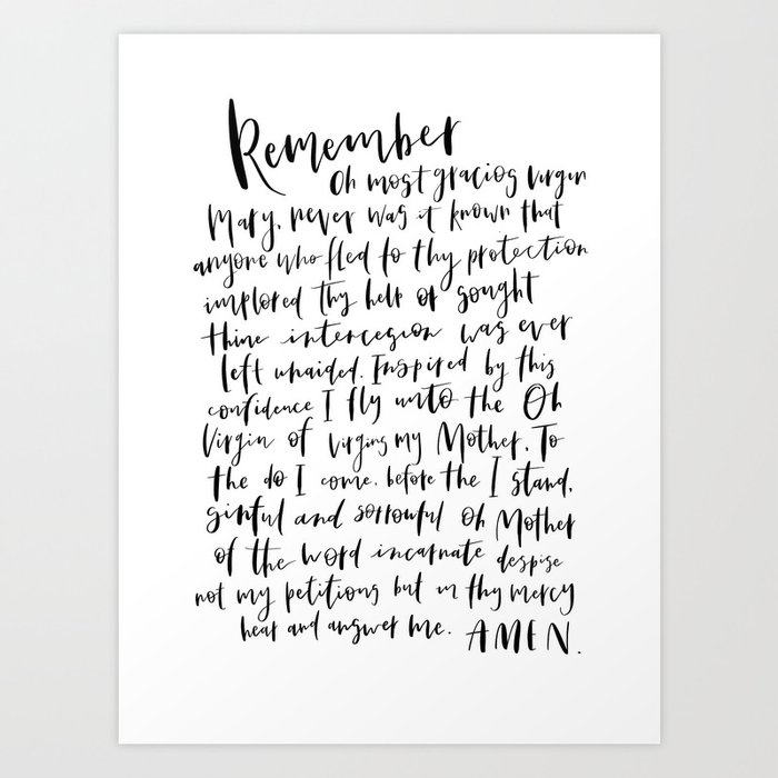 Memorare Artwork Print by means of semperfidelis photo relating to Memorare Prayer Printable called Memorare Artwork Print through semperfidelis