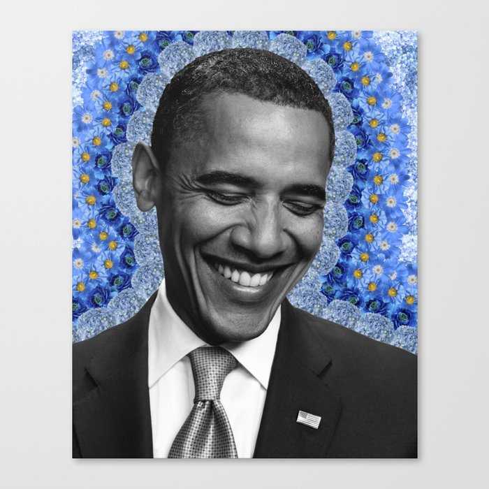 obama blue flowers Canvas Print