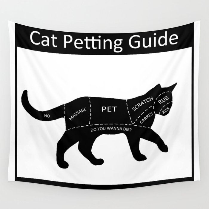 Cat Petting Guide Wall Tapestry by ValentinaDesign