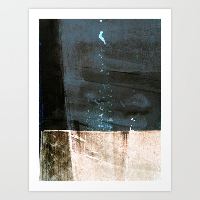Dark Blue And Brown Colorblock Minimalist Abstract Art Print By