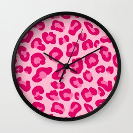 Leopard Print in Pastel Pink, Hot Pink and Fuchsia Wall Clock