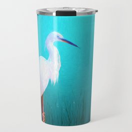 Egret in teal Travel Mug