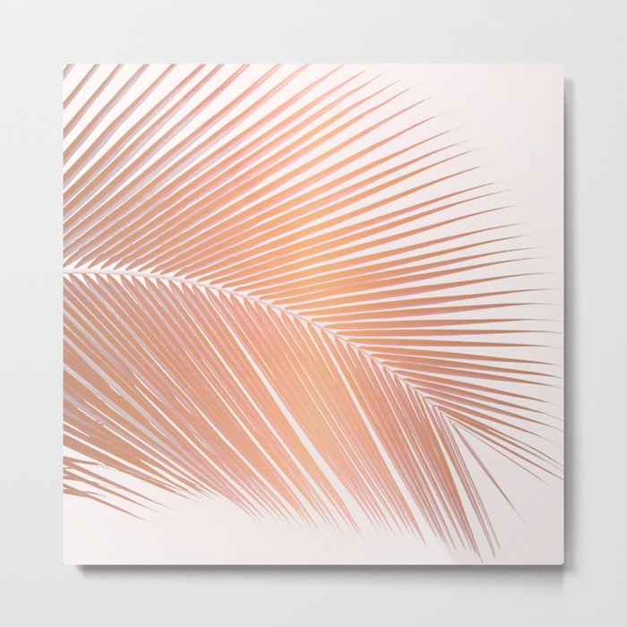 Palm leaf - copper pink Metal Print
