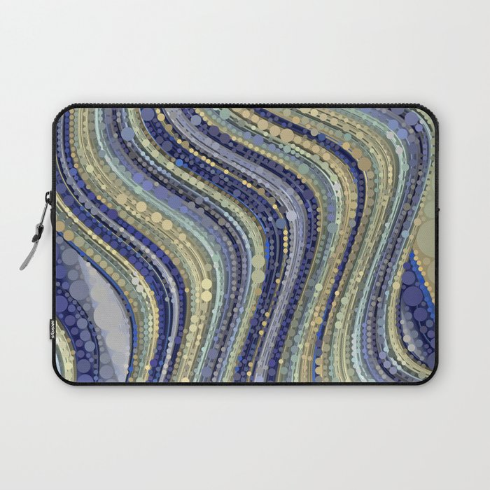 Mae Wavy Abstract Design Periwinkle Navy Blue Soft Yellow Laptop