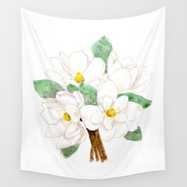 white magnolia bouquet flowers  ink and watercolor  Wall Tapestry