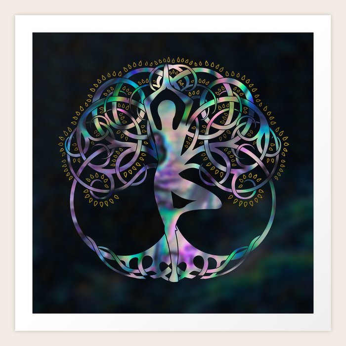 Glowing symbol for Vriksasana - Yoga Tree pose Art Print ...