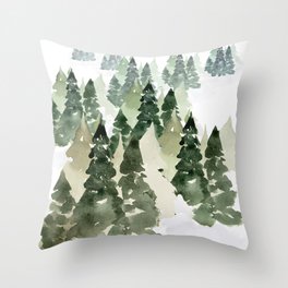 Fading Pines Watercolor Throw Pillow