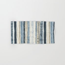 Distressed Blue and White Watercolor Stripe Hand & Bath Towel