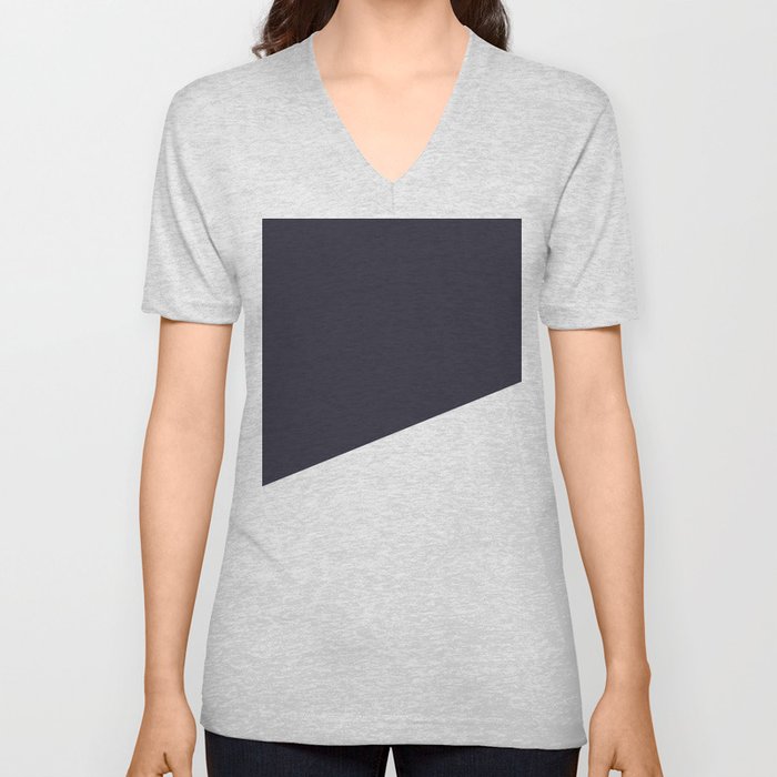 Urban Geometry Navy Blue + White V Neck T Shirt