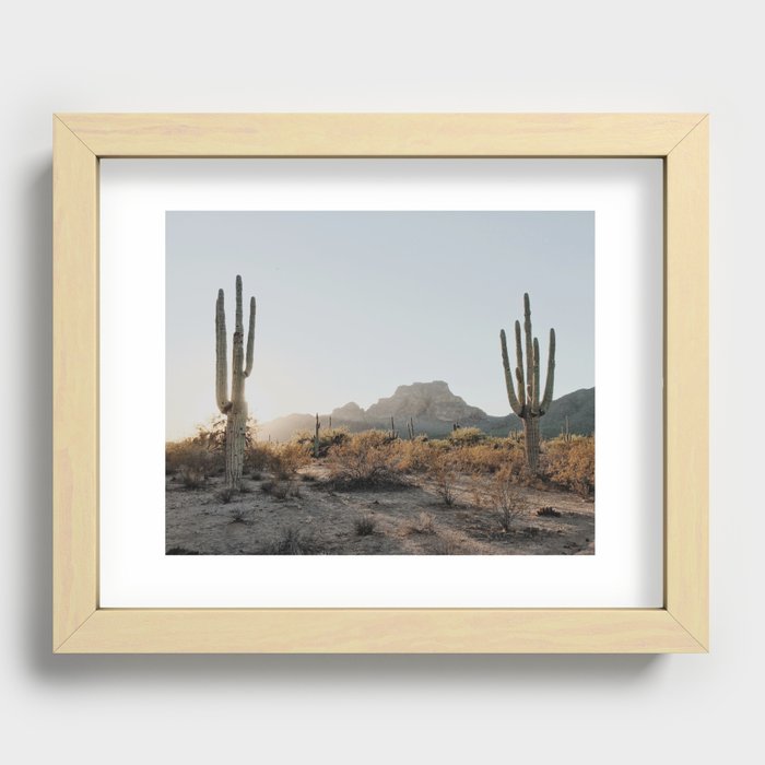 Two Saguaros Recessed Framed Print