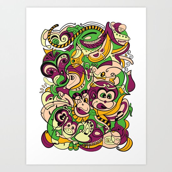 Monkey - 12 Animal Signs Art Print