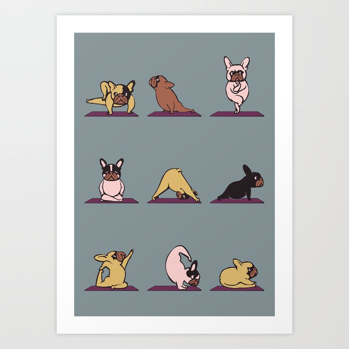 Society6 ケース Frenchie Yoga by Huebucket Frenchie Yoga Art Print by Huebucket | Society6
