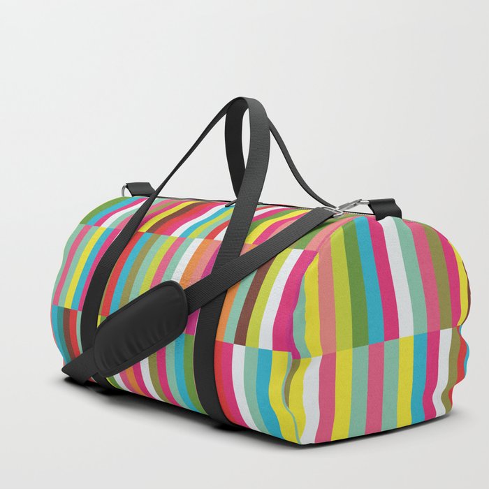 Bright Colorful Stripes Pattern - Pink, Green, Summer Spring Abstract Design by Duffle Bag