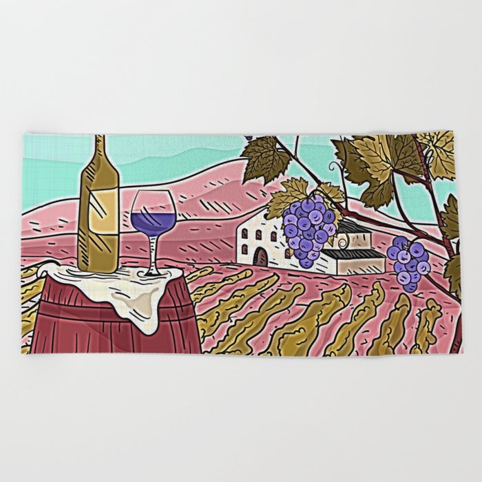 Vino - Italian Winery Landscape Beach Towel
