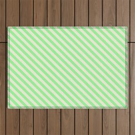 [ Thumbnail: Beige & Green Colored Lined/Striped Pattern Outdoor Rug ]