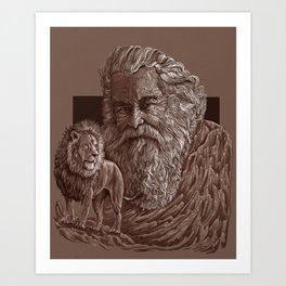 Man and lion Art Print