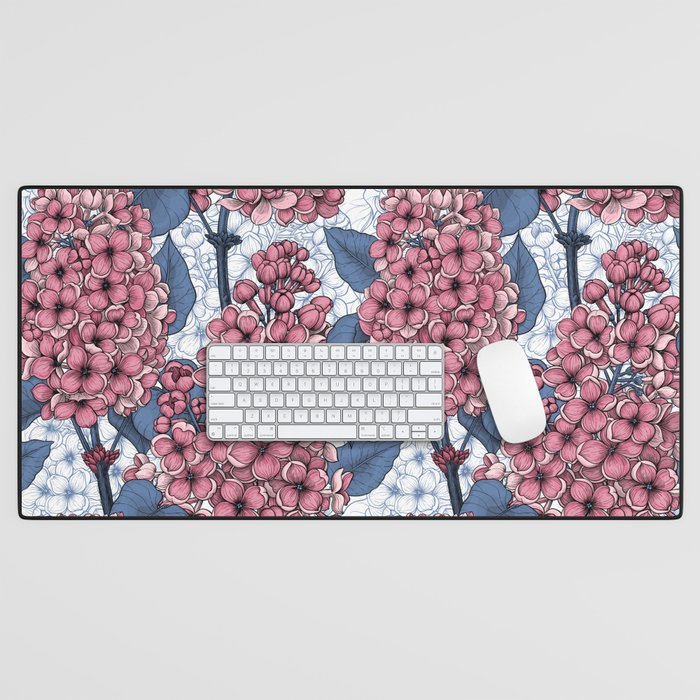 Lilac in pink and blue  Desk Mat