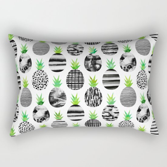 Black & White Pineapples Rectangular Pillow