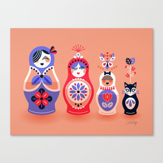 Russian Nesting Dolls – Pink & Lavender Canvas Print