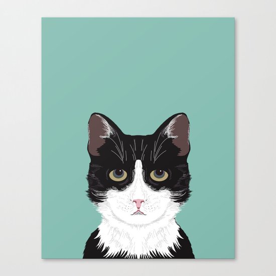 Quinn - Cute black and white cat tuxedo cat gifts for cat lady gift ideas cell phone case with cat Canvas Print