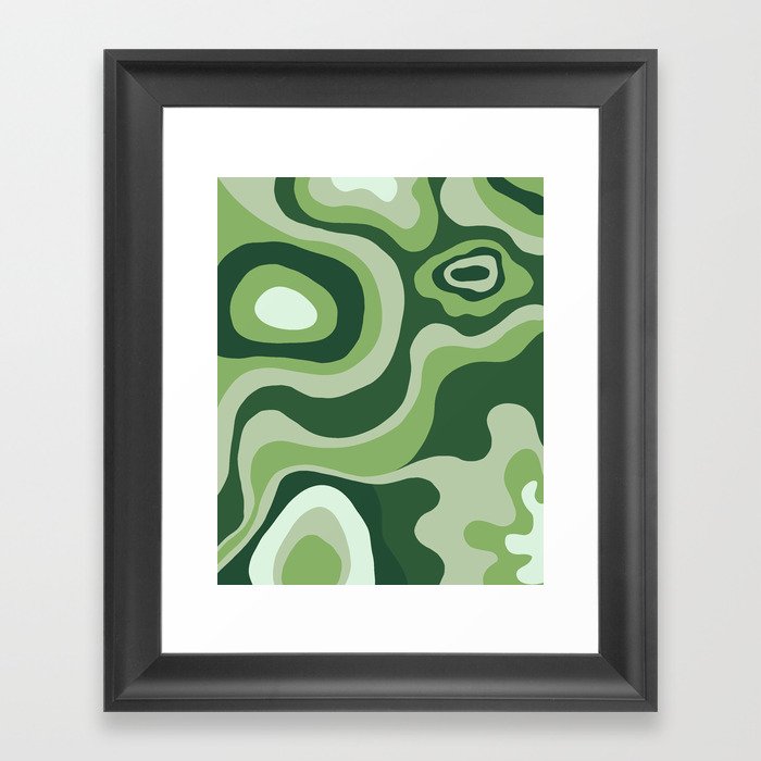 Sage Green Swirl Blobs  Framed Art Print