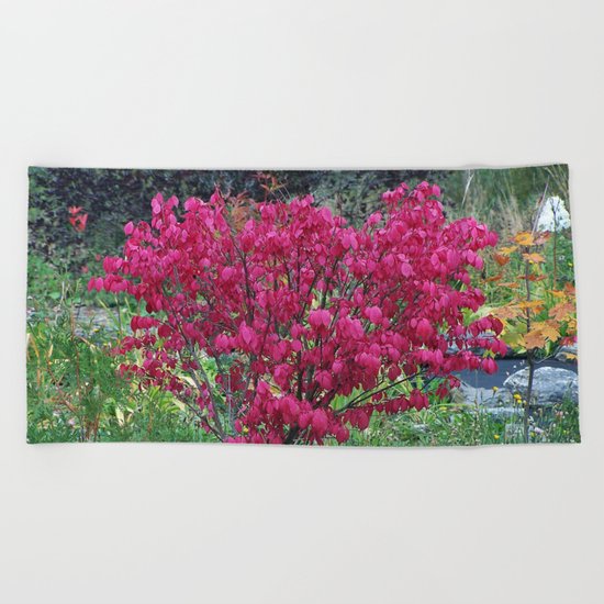 Red Bush Beach Towel