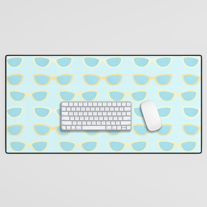 Yellow and blue retro sunglasses Desk Mat