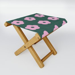 Pink cute flowers. Flowers that harmonize with patterns. pink and green. Folding Stool