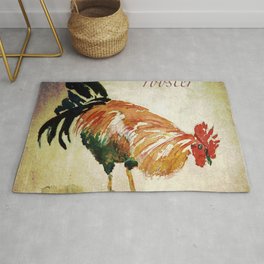 Rooster Watercolor Art by CheyAnne Sexton Rug | Realism, Rooster, Minimalism, Animal, Surrealism, Expressionism, Ink, Comic, Impressionism, Pop Art 