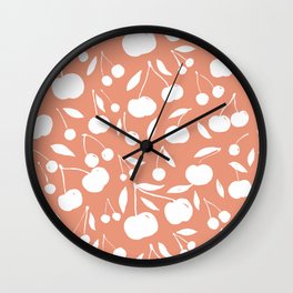 Cherries pattern - coral Wall Clock