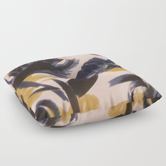 Navy Blue and Mustard Yellow Florals Floor Pillow