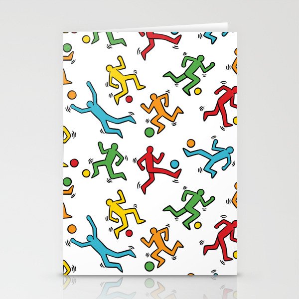 Soccer players doodle pattern. Digital Illustration Background Stationery Cards